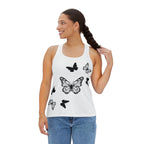 Butterfly Print Women's Tank Top - Chic Summer Wear, Butterfly Lover Gift, Festival Outfit, Daily Casual Top, Nature-Inspired Apparel