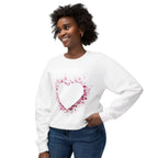 Love Heart Crewneck Sweatshirt - Unisex Lightweight White Pullover