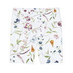 Floral Bird Print Workout Shorts — Women's High-Waist Athletic Biker Shorts