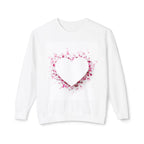 Love Heart Crewneck Sweatshirt - Unisex Lightweight White Pullover