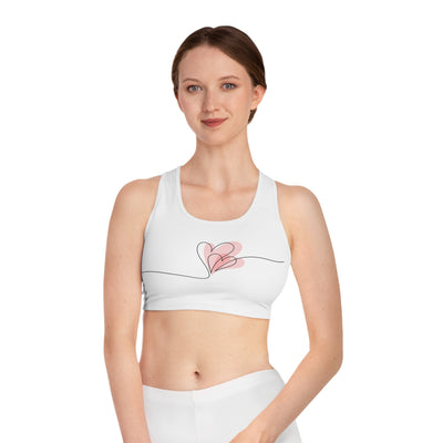 Heart Line Sports Bra — Minimalist Pink Heart Activewear