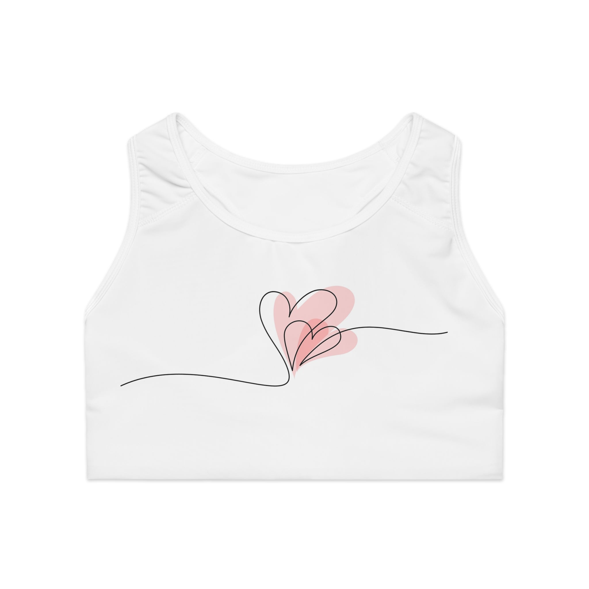 Heart Line Sports Bra — Minimalist Pink Heart Activewear