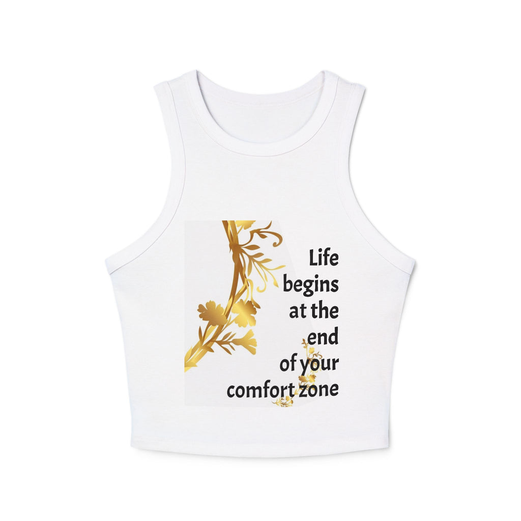 Motivational Racer Tank Top, Life Begins at the End of Your Comfort Zone, Fitness Top, Summer Wear, Activewear, Gift for Her