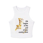 Motivational Racer Tank Top, Life Begins at the End of Your Comfort Zone, Fitness Top, Summer Wear, Activewear, Gift for Her